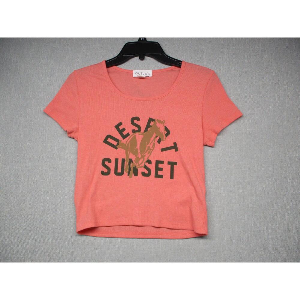 OUTLAW Coral Western Desert Sunset Graphic‎ T-Shirt Womens Size M